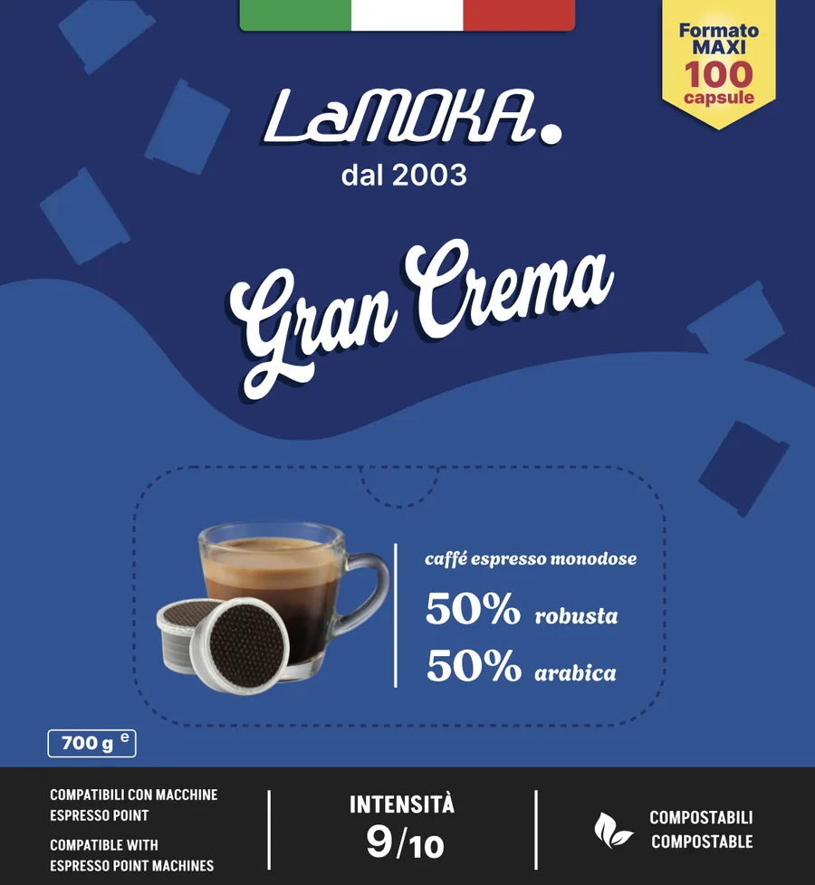 La Moka Gran Crema capsule box packaging design