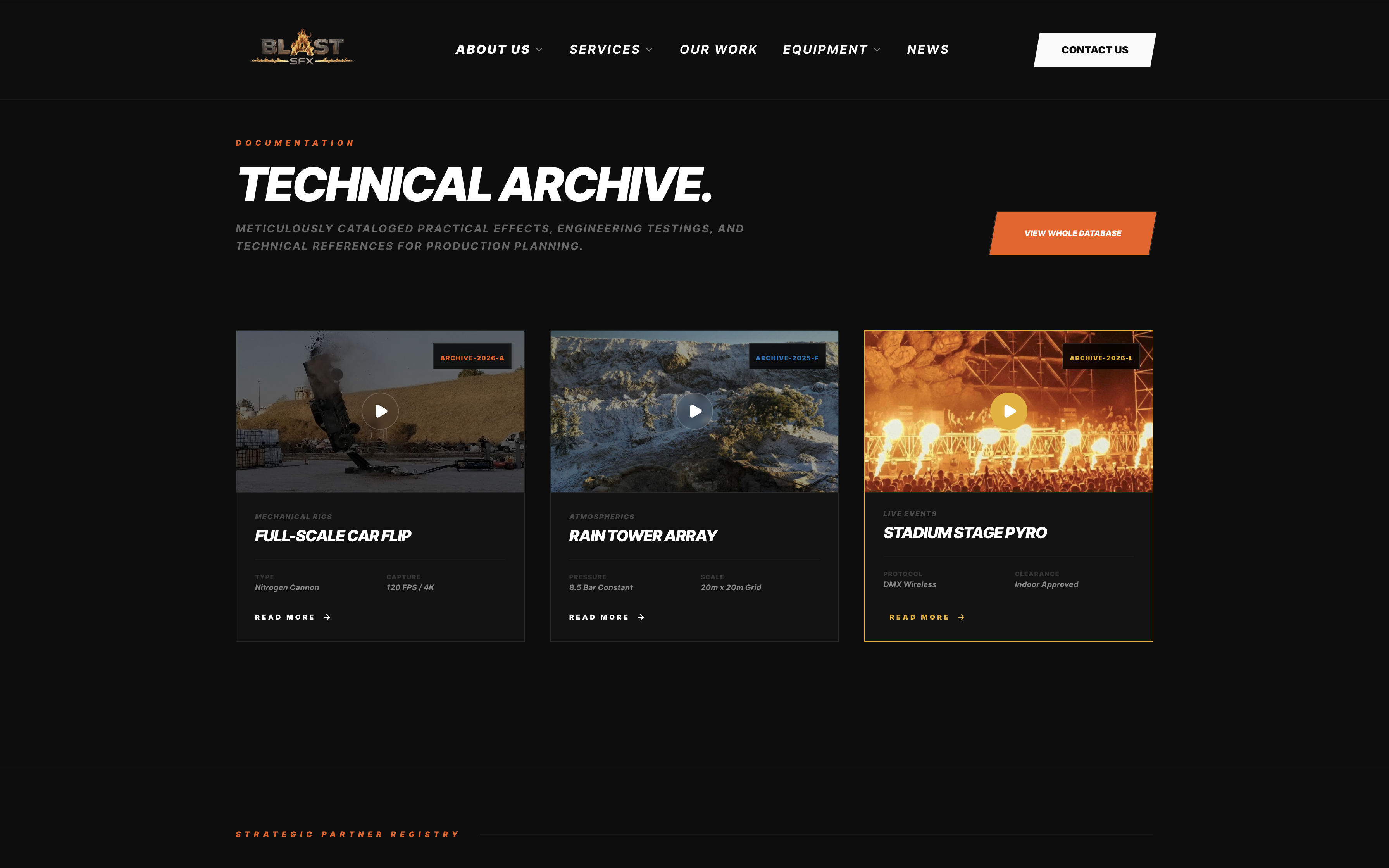 Blast SFX — service cards and technical archive