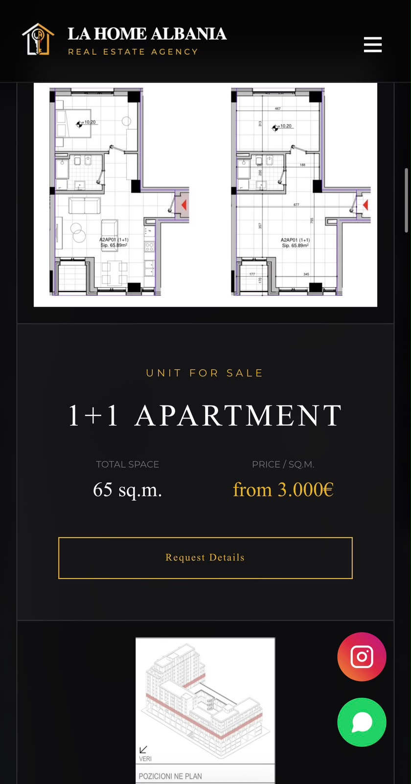 La Home Albania — floor plan and unit detail, mobile