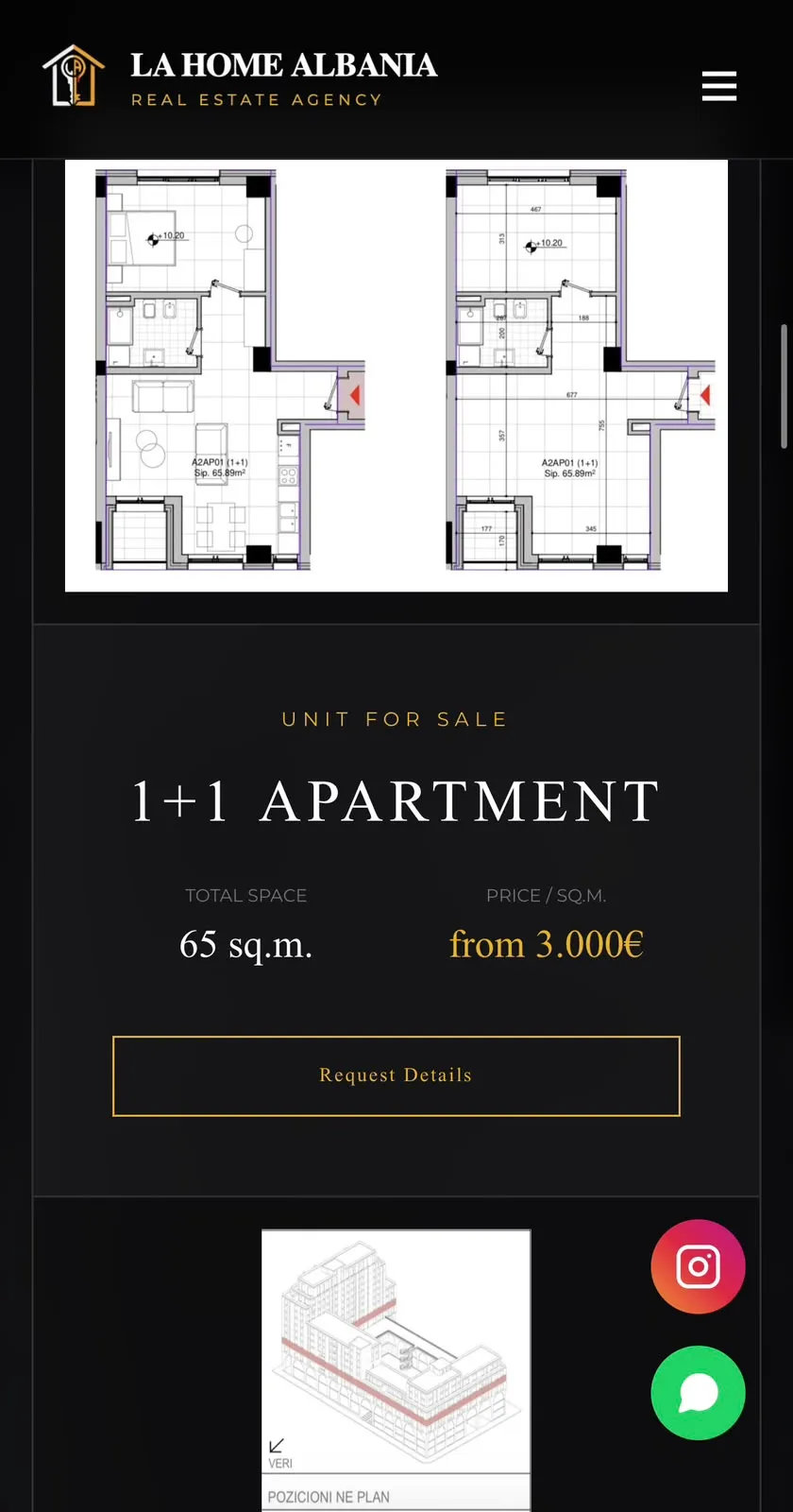 La Home Albania — floor plan and unit detail, mobile