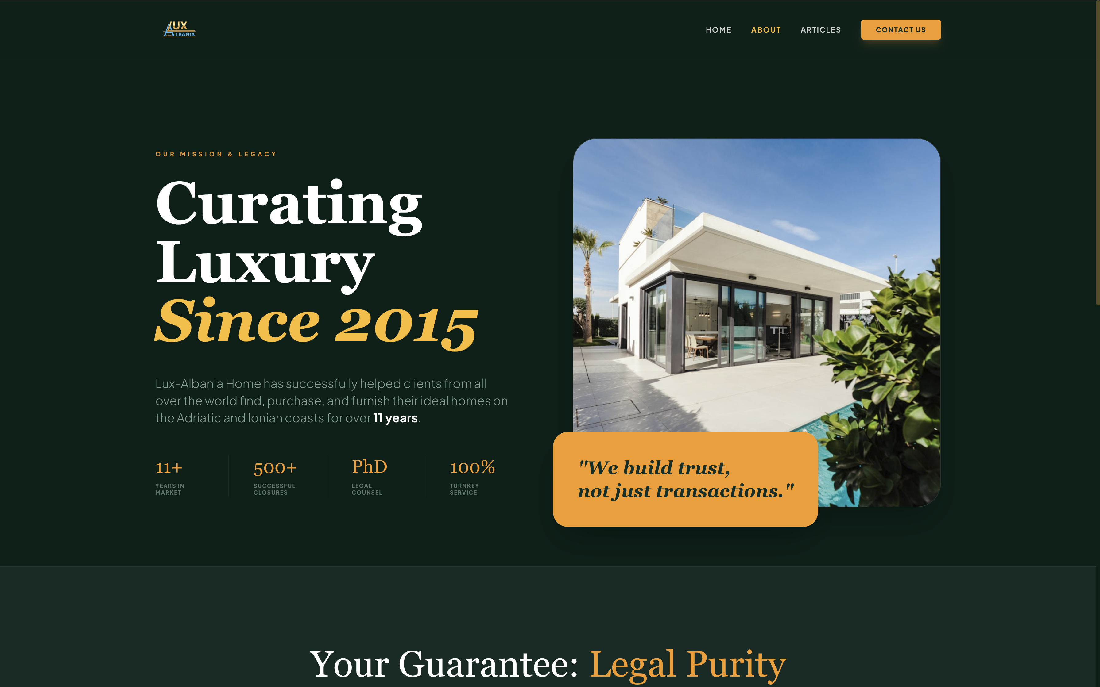 Lux Albania Home — about page
