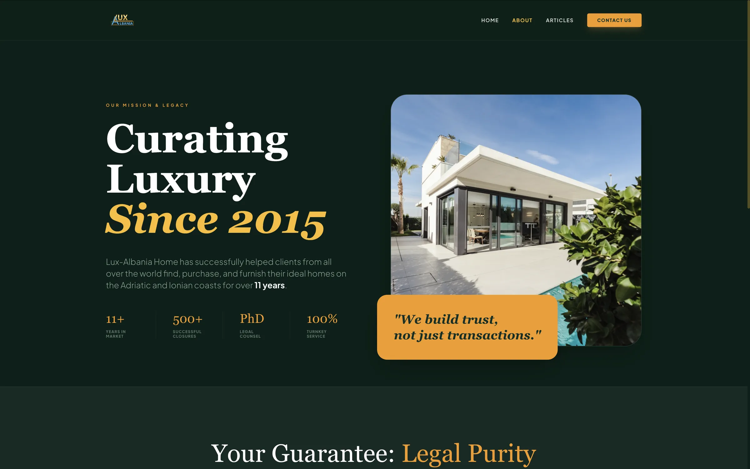 Lux Albania Home — about page