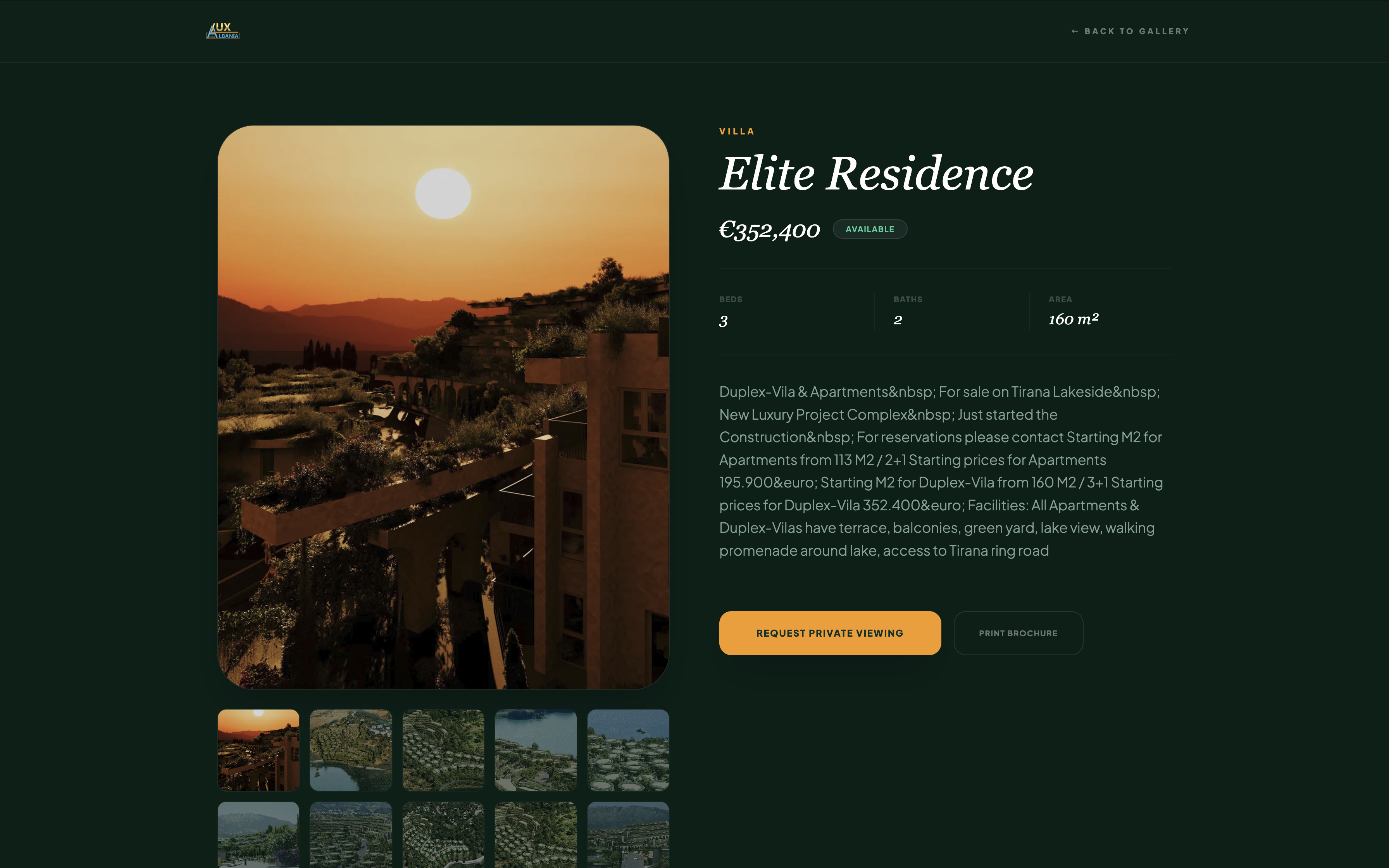 Lux Albania Home — property detail page