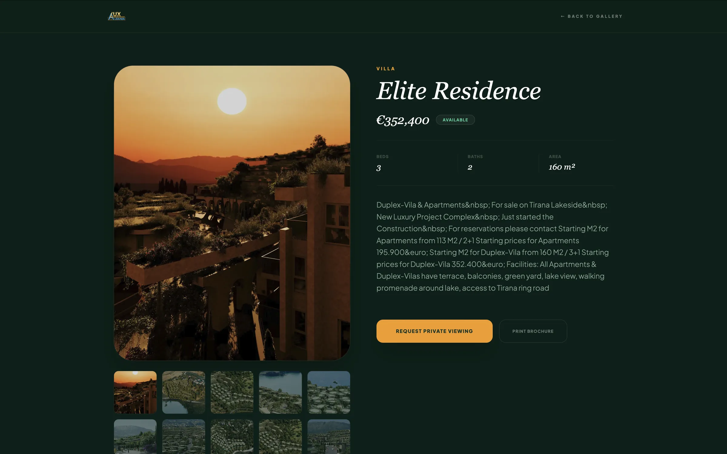 Lux Albania Home — property detail page