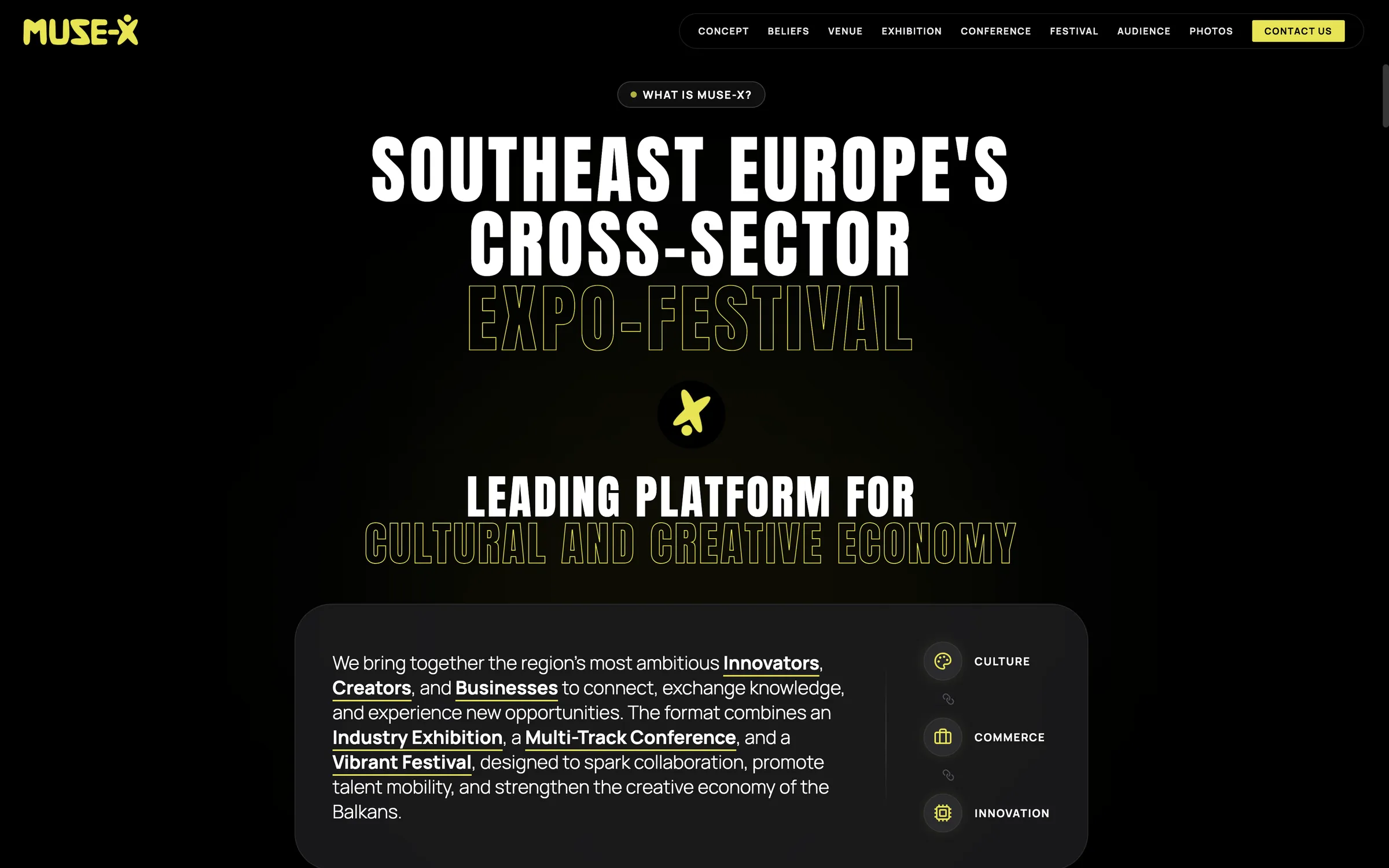 MUSE-X 2nd Edition — mission statement and pillar icons