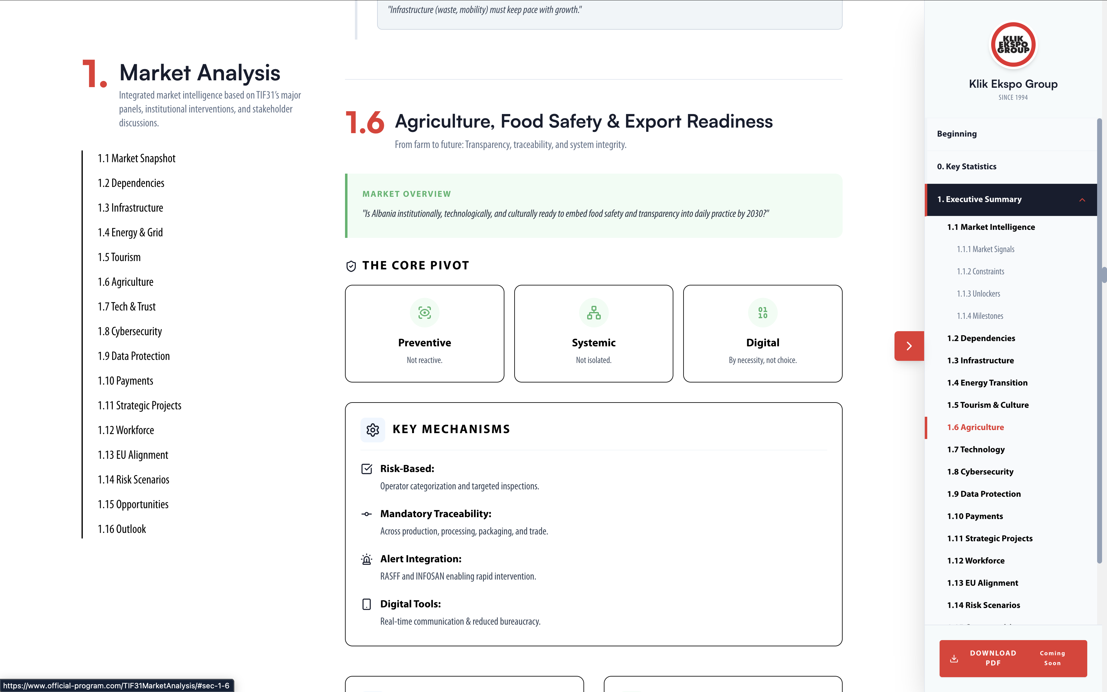 TIF31 Market Analysis — expanded sidebar hierarchy