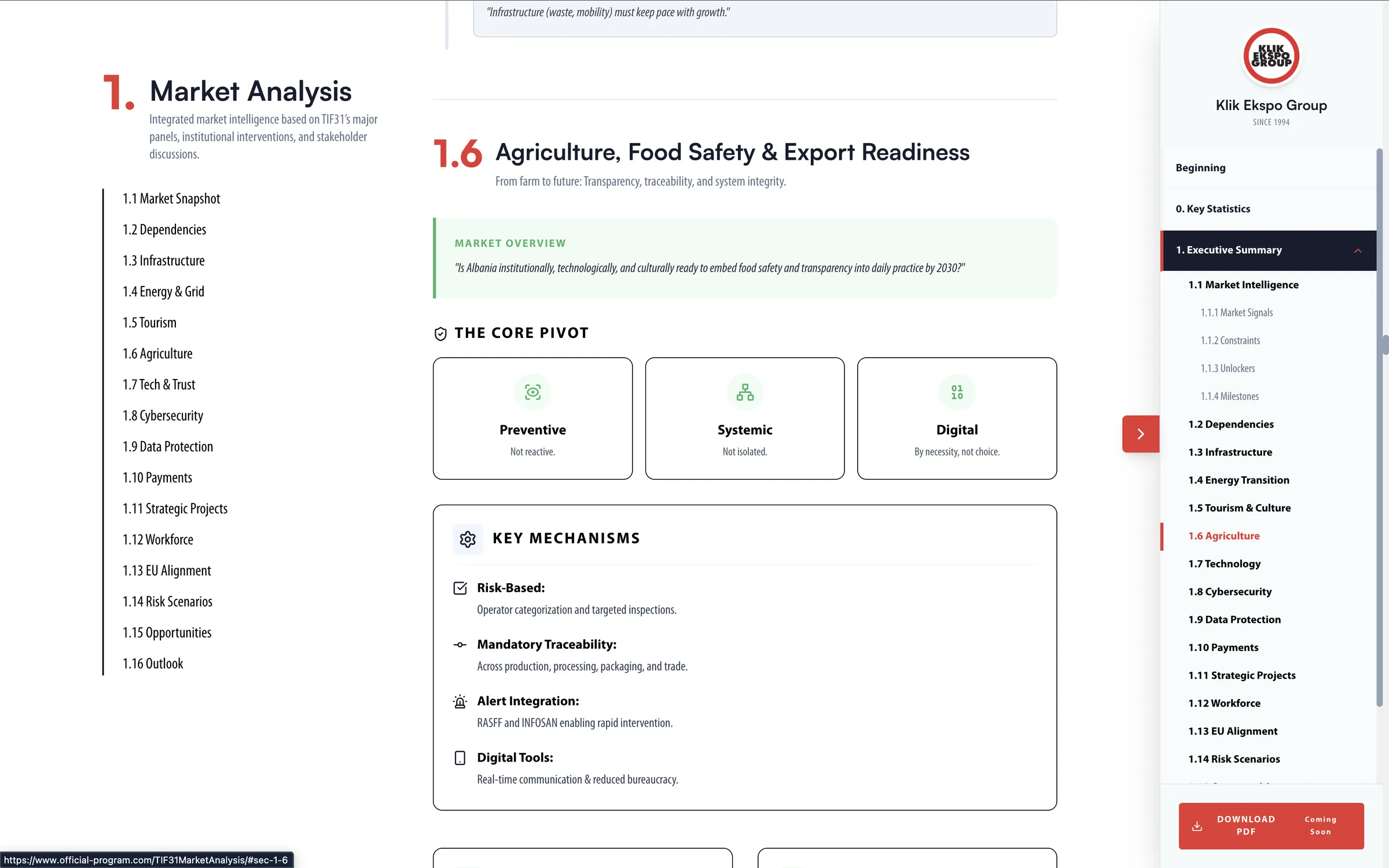 TIF31 Market Analysis — expanded sidebar hierarchy