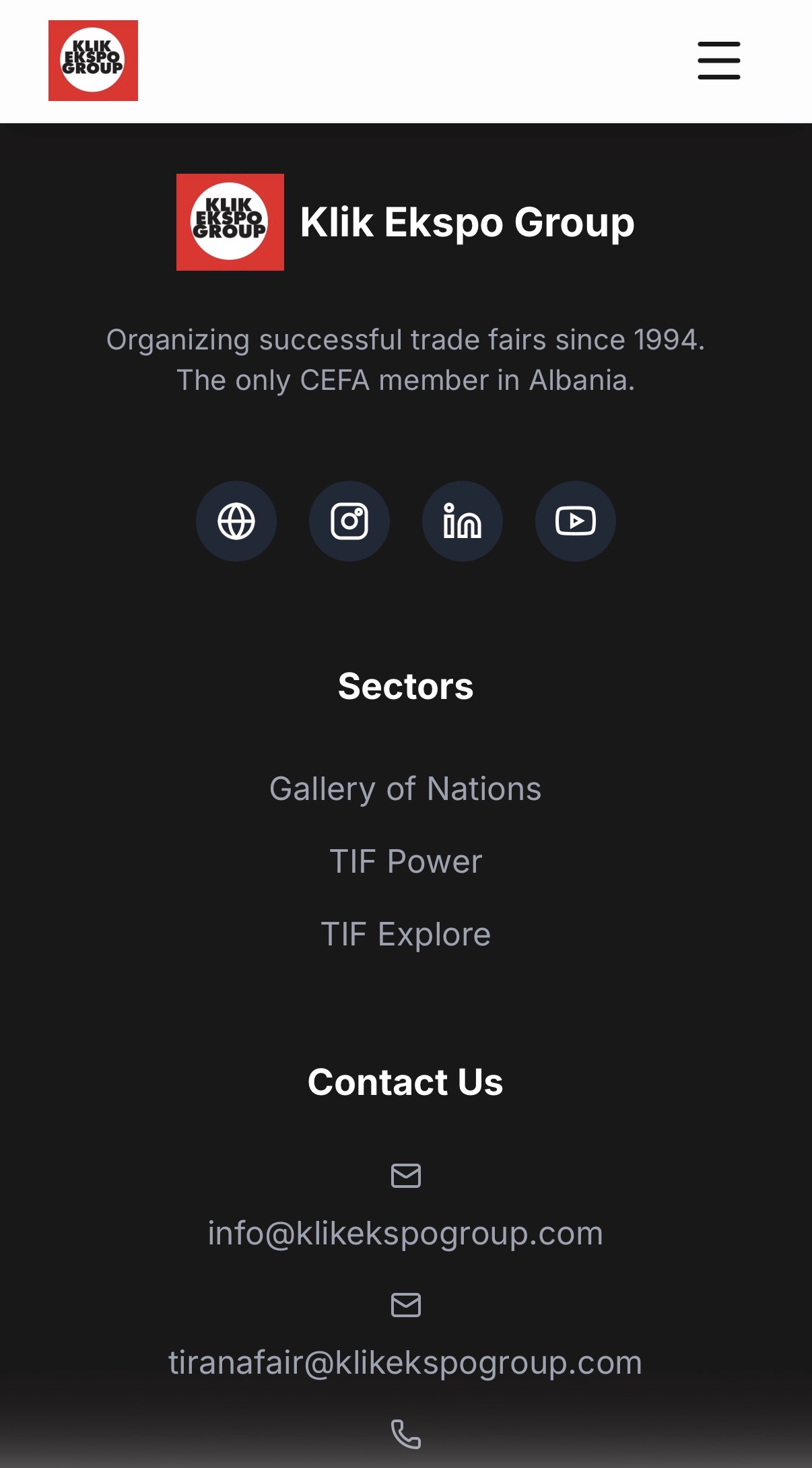 TIF32 — footer, mobile